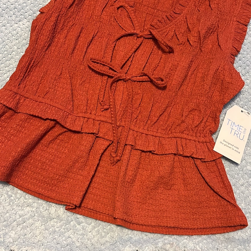 Time and Tru Women's Orange Tie-Front Blouse